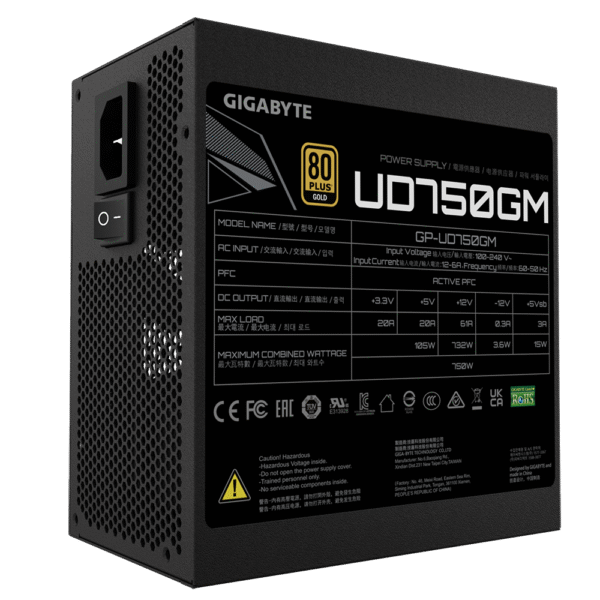 Fuente 750W Gigabyte Ultra Durable 80 Plus Gold Full Modular - Imagen 3