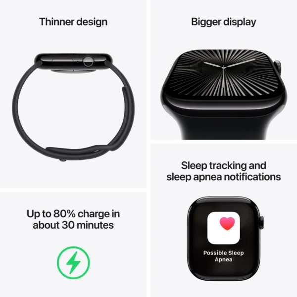 Apple Watch Series 10 Gps 42Mm Jet Black Aluminum Case With Black Sport Band S/M - Imagen 2