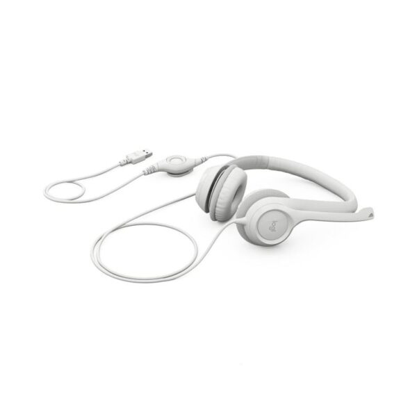 auricular headset logitech h390 usb blanco con microfono 2